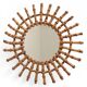 Midcentury Sunburst Mirror, Bamboo & Rattan, Handmade in France, 1950s