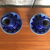 Paire de bougeoirs betschdorf schmitter céramique bleue vintage