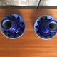 Pair of Bougeoirs BETSCHDORF Schmitter Ceramic Blue Vintage