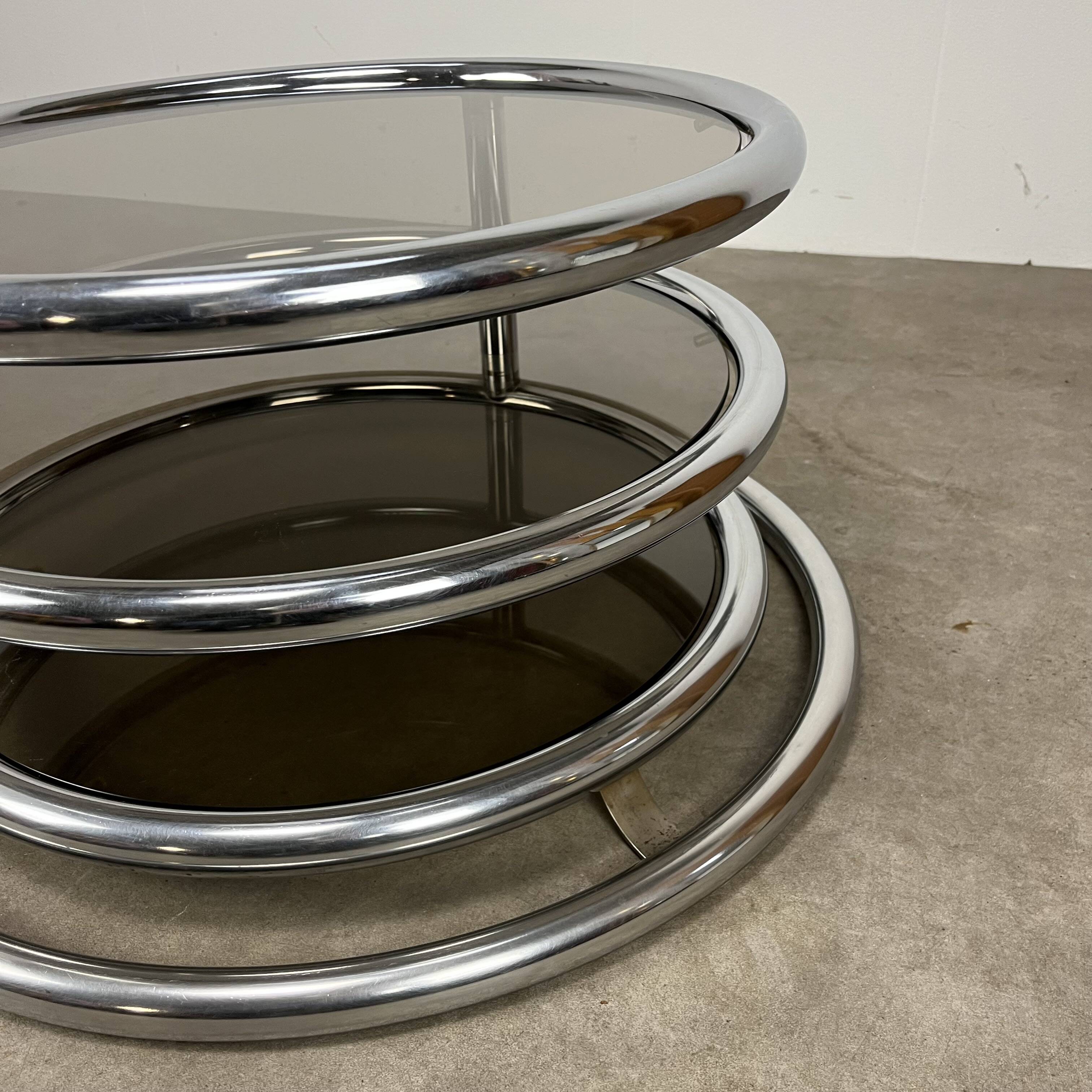 70s modular coffee table in chrome and glass by Artedis