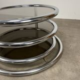 Table basse modulable années 70 chrome et verre par Artedis