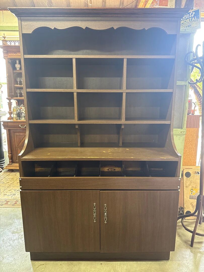 Vintage Storage Furniture for Bar Restaurant Brown Wood with Compartments