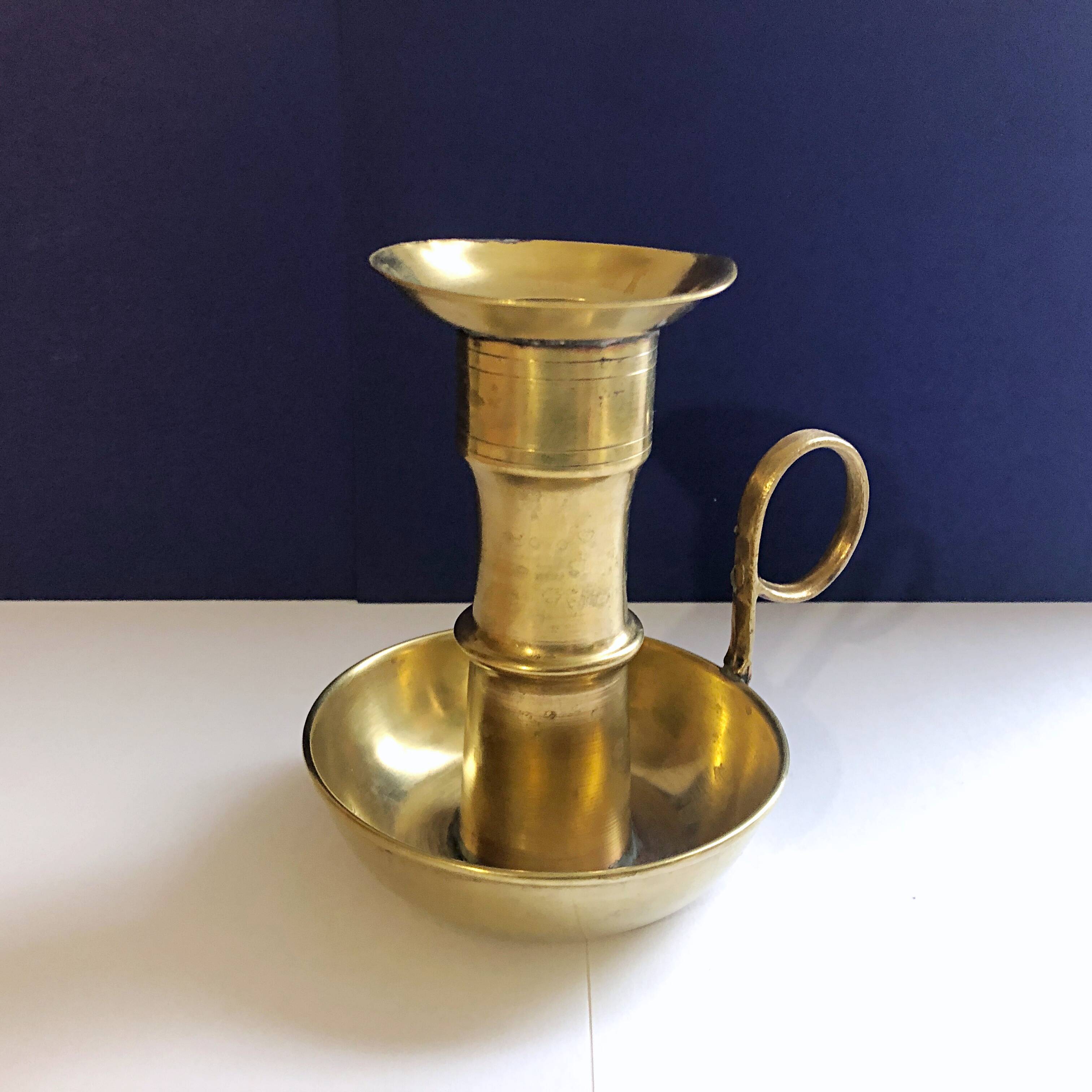 Large artisanal hand candle holder cellar rat gilded copper vintage atypical