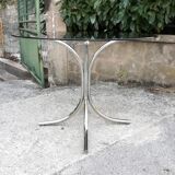 Smoked glass and chrome round table 1970