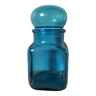 Bocal vintage en verre bleu Ariel