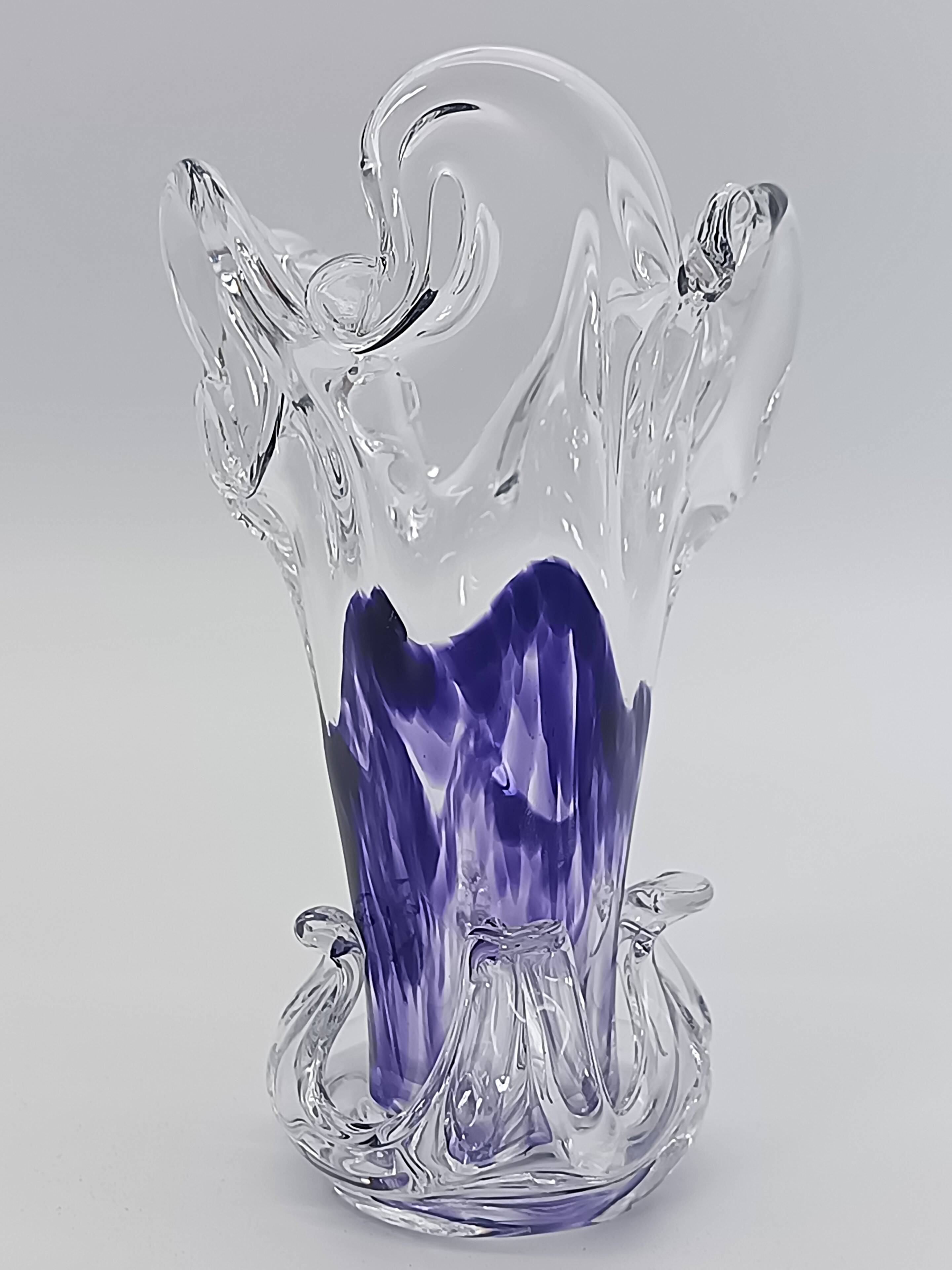 Vase Soliflore en Cristal d'Art – Michel Steiner Améthyste & Transparent