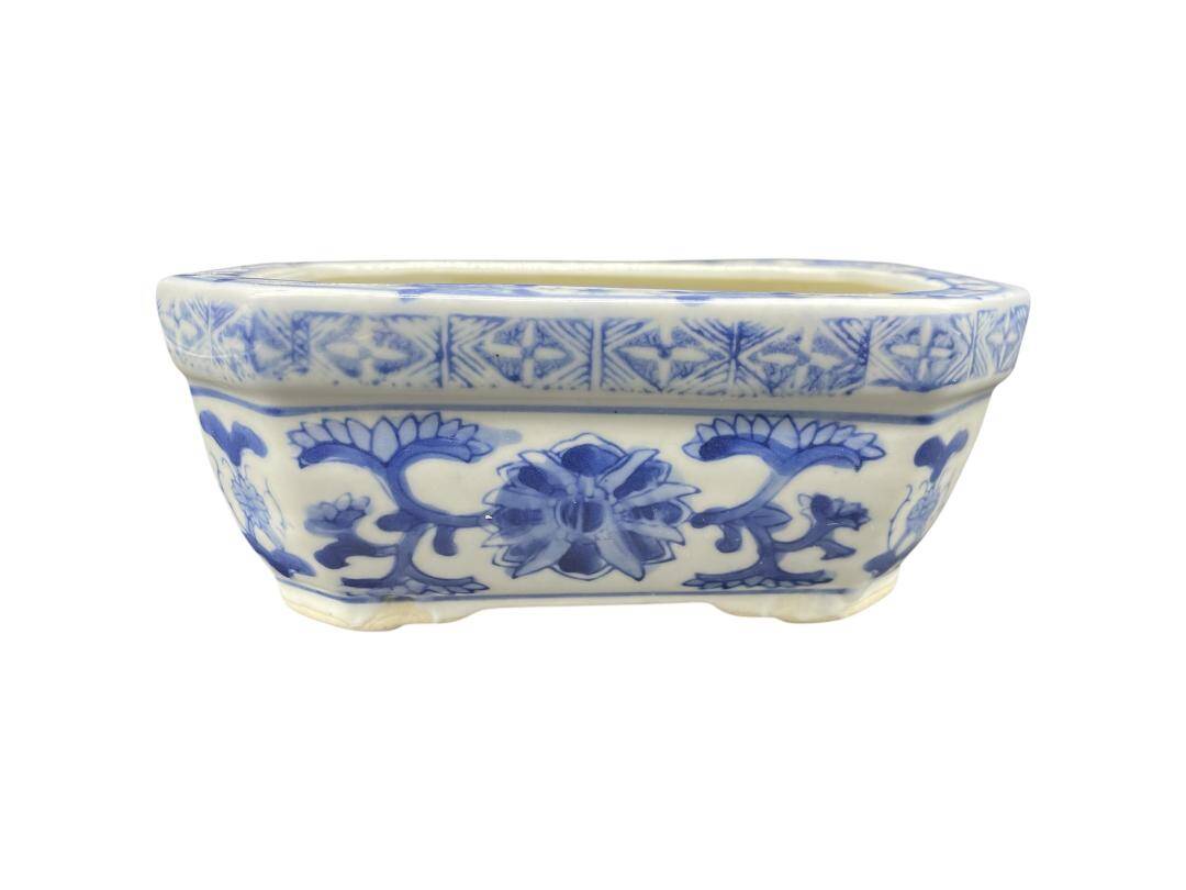 Chinese decorative planter - blue and white - vintage rectangular pot