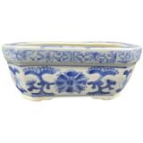 Chinese decorative planter - blue and white - vintage rectangular pot