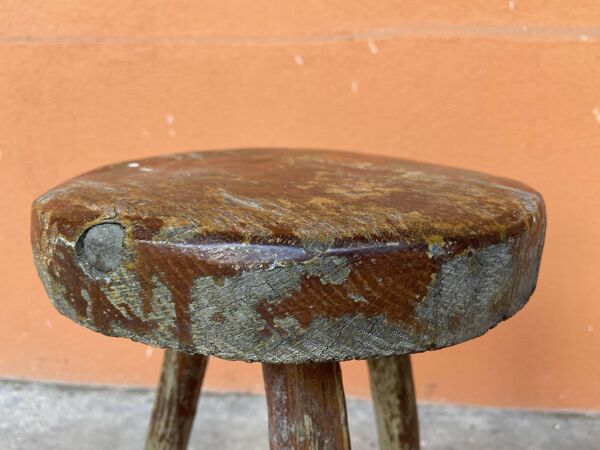 Paire de tabourets de ferme antique 1900s