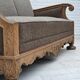 1950s, Danish 3-seater sofa, furniture wool, solid carved oak wood.