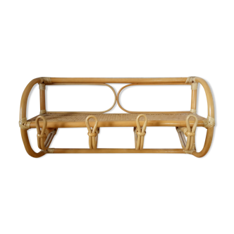 Rattan shelf, coat rack 1970