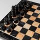Vintage Peach-and-Black Marble Chessboard with Stone Pieces, Italian 1960s Design – Elegant Gift