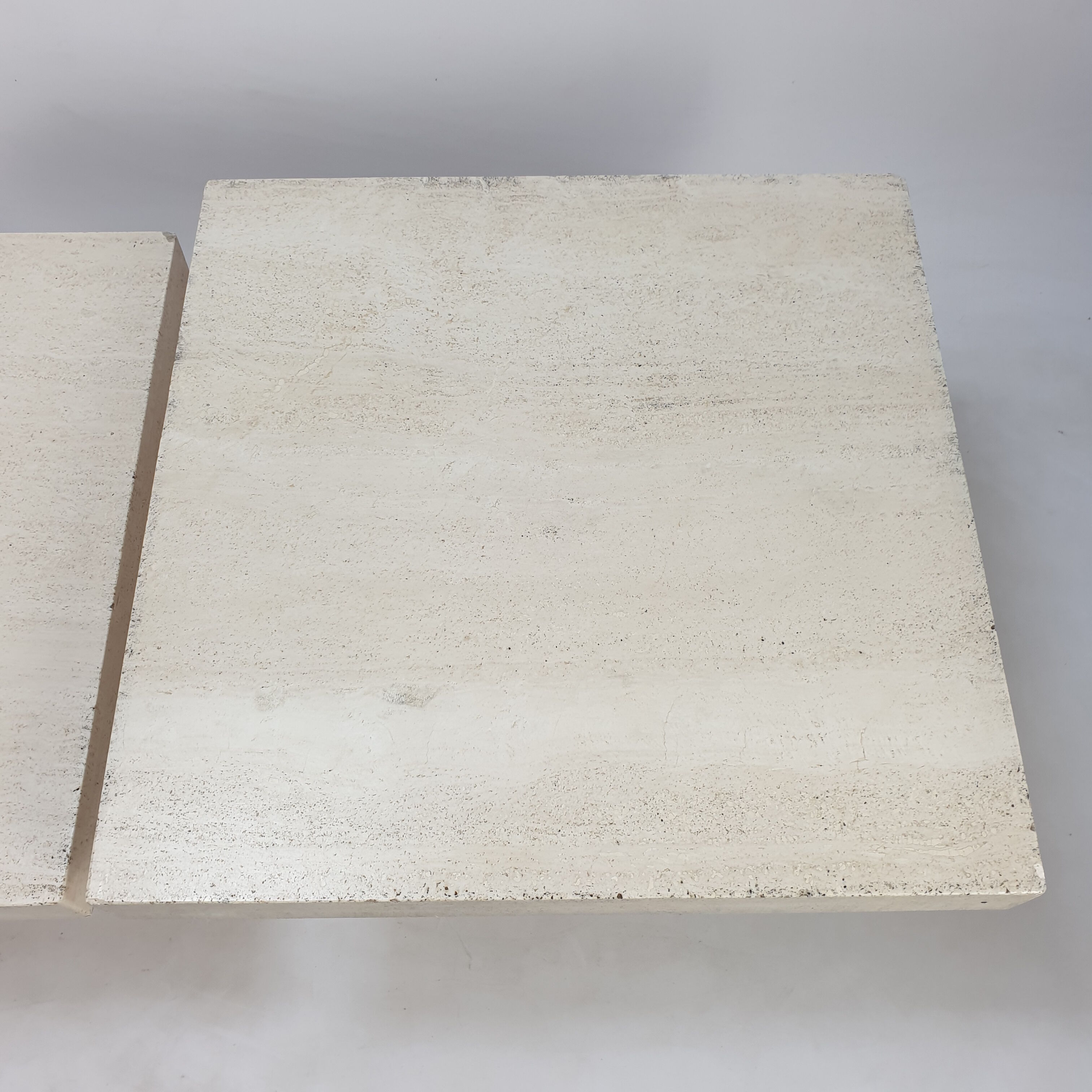 Set of 3 Italian Travertine Coffee Tables, 1980s
