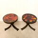 Pair of brutalist side tables, steel and ceramic, 1970