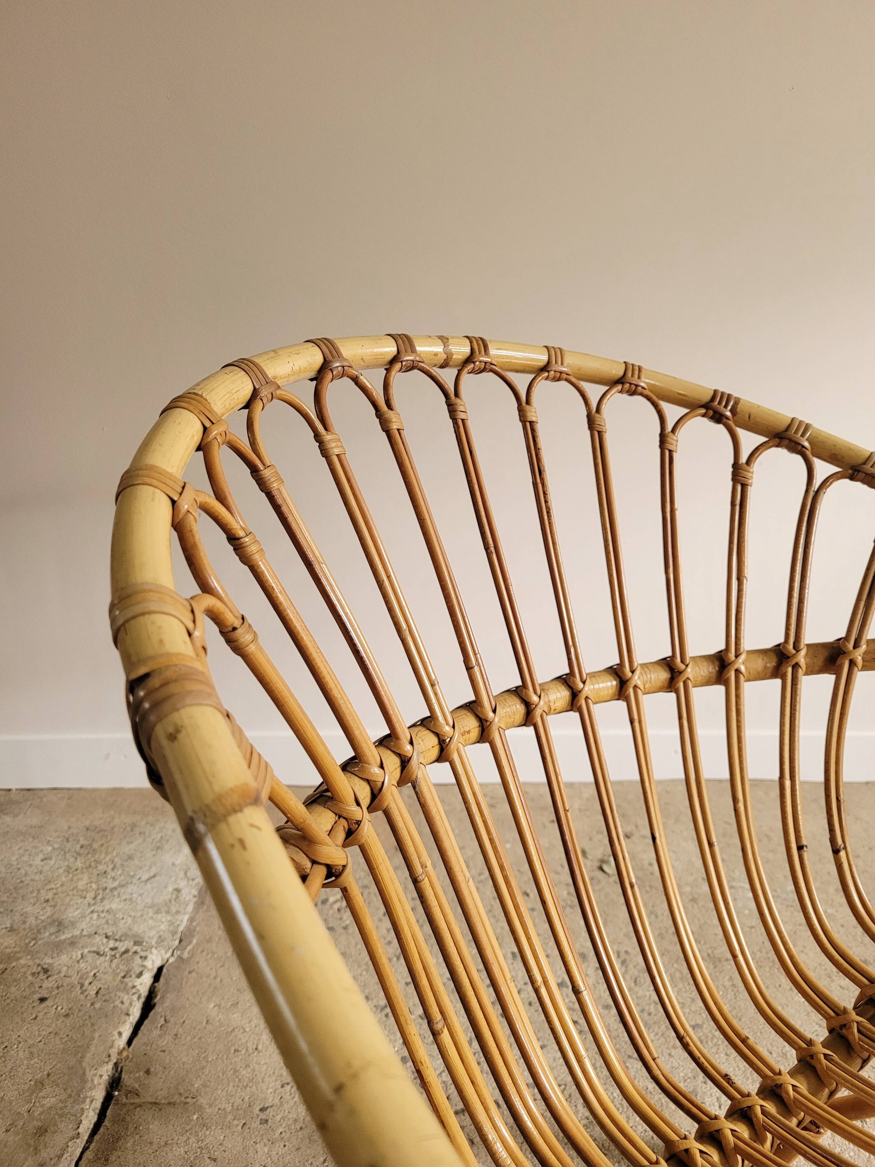 Fauteuil en rotin vintage