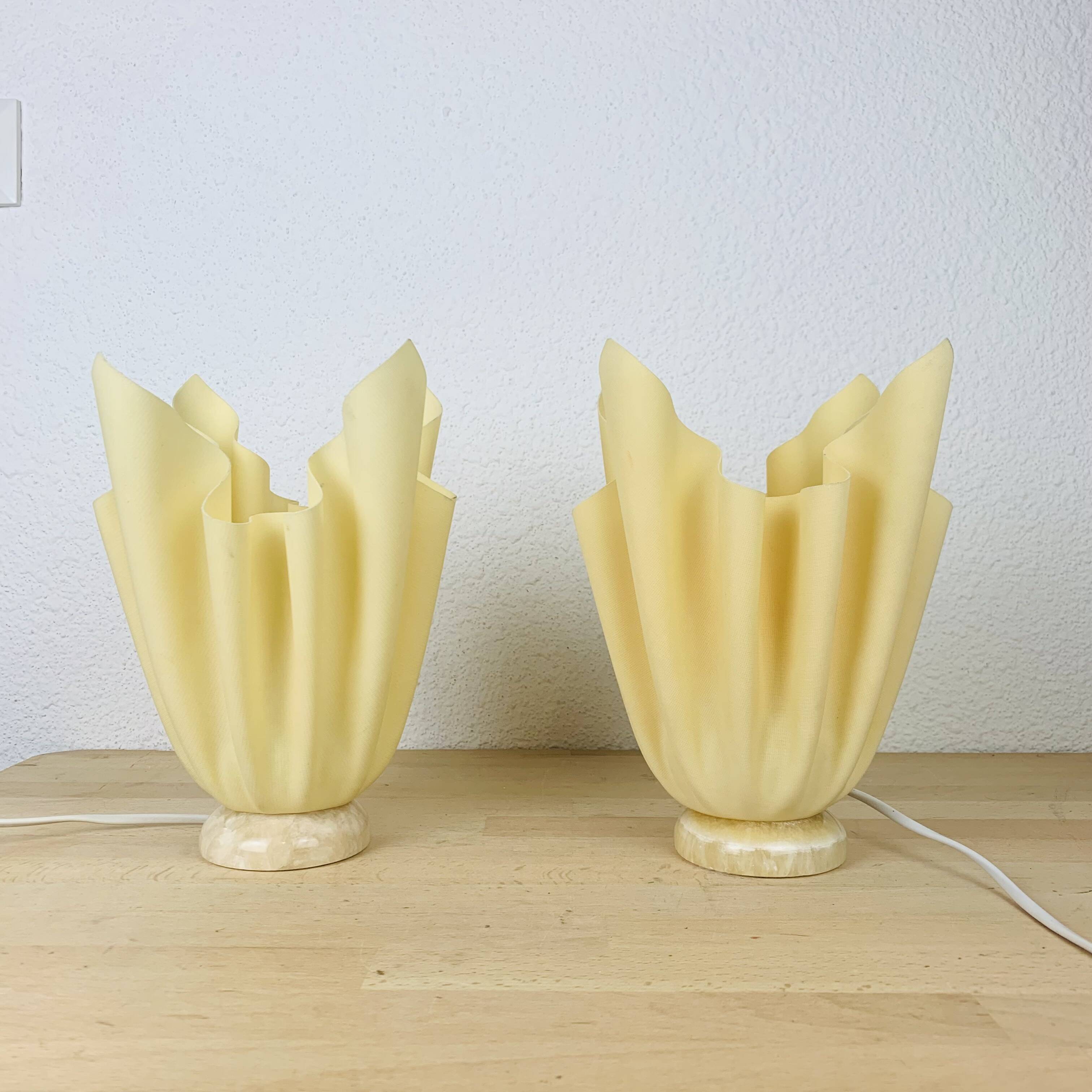 Pair of Georgia Jacob lamps with alabaster base