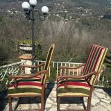 Pair of Louis XIII style walnut armchairs, 19th century