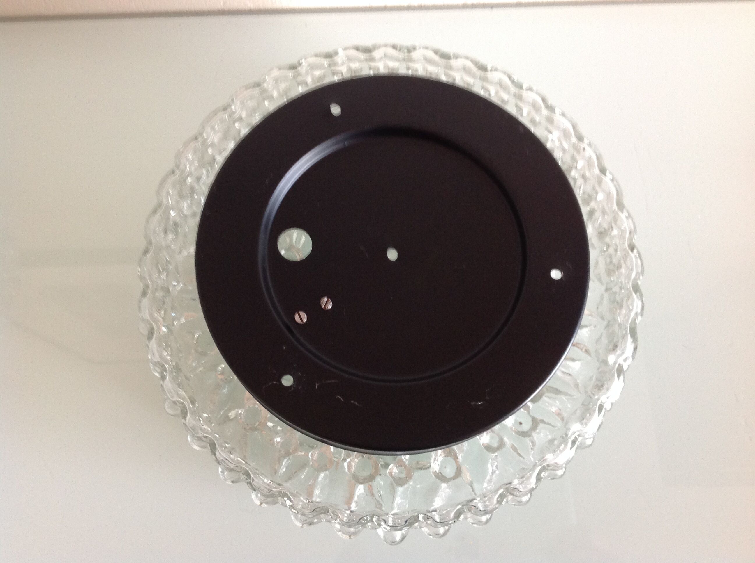 Round ceiling lamp in bubbled glass / vintage 60s-70s