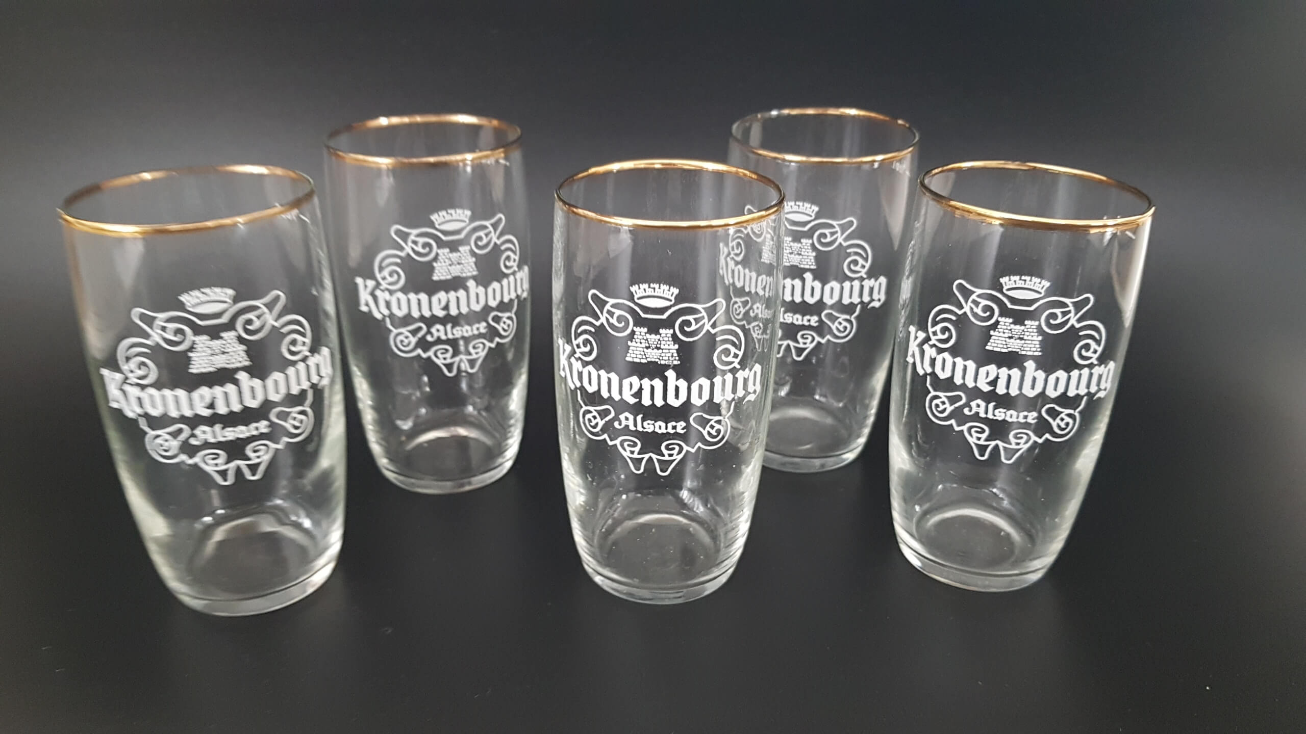 Vintage beer glasses - series of 5 of the brand KRONENBOURG (60's)