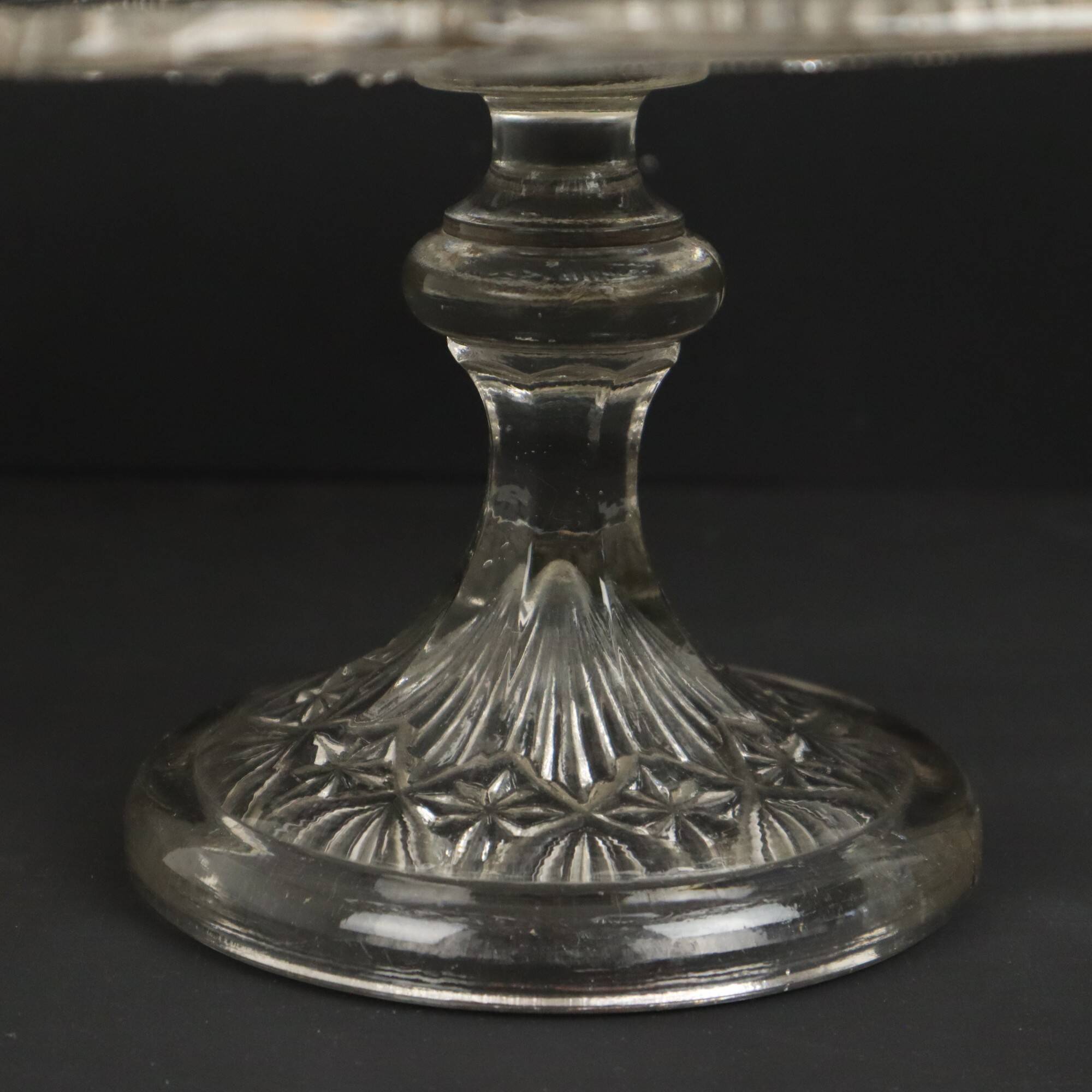 Clear Art Deco Cake Stand Pressed Glass Vintage Cake Stand SIV Deposé