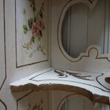 Italian hand-painted Console Table with Mirror and floral painting