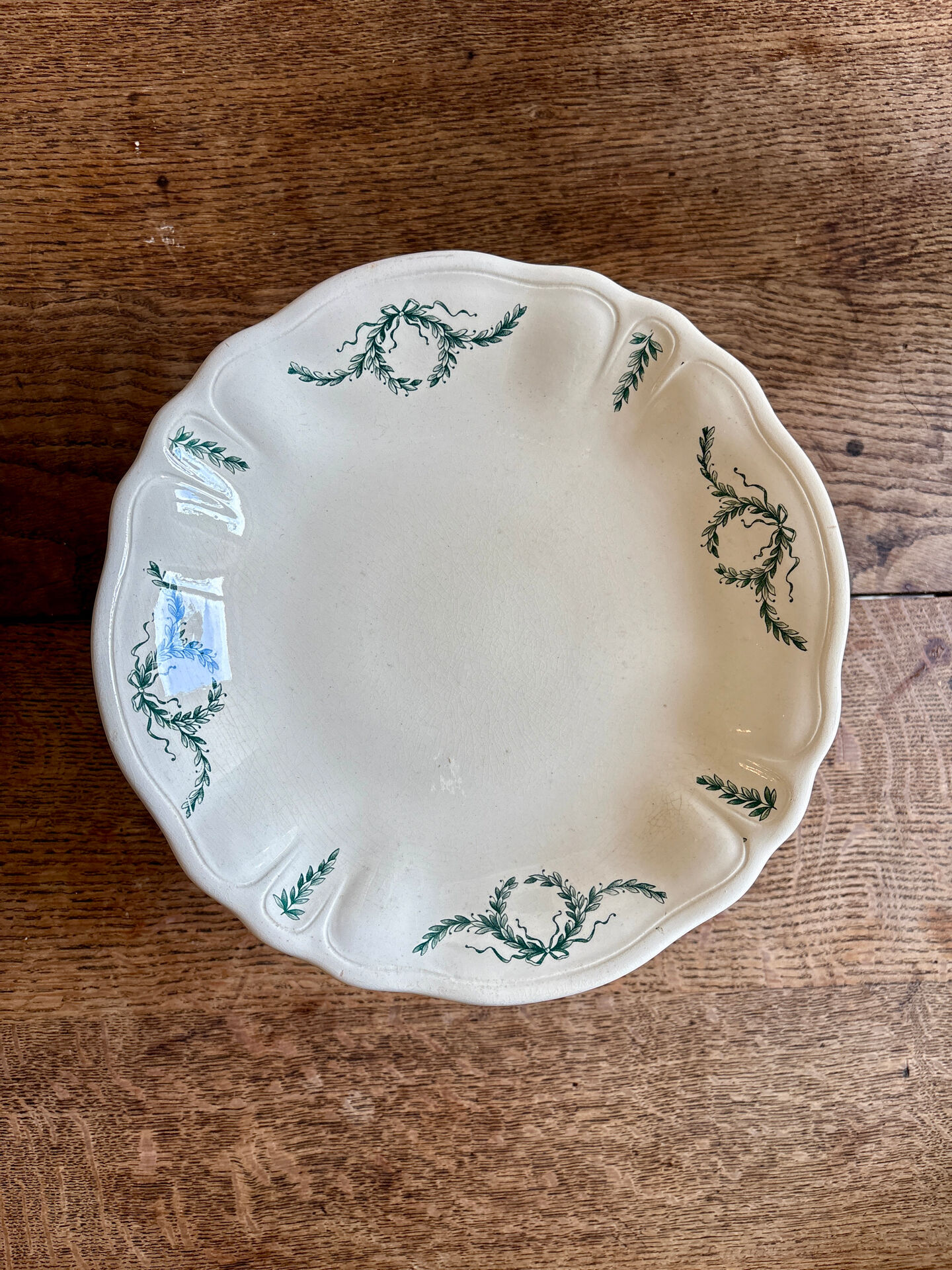 Compote dish or antique footed plate in ironstone - Villey de Longc