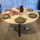 Round table roche bobois in marble chrome steel of the 70s