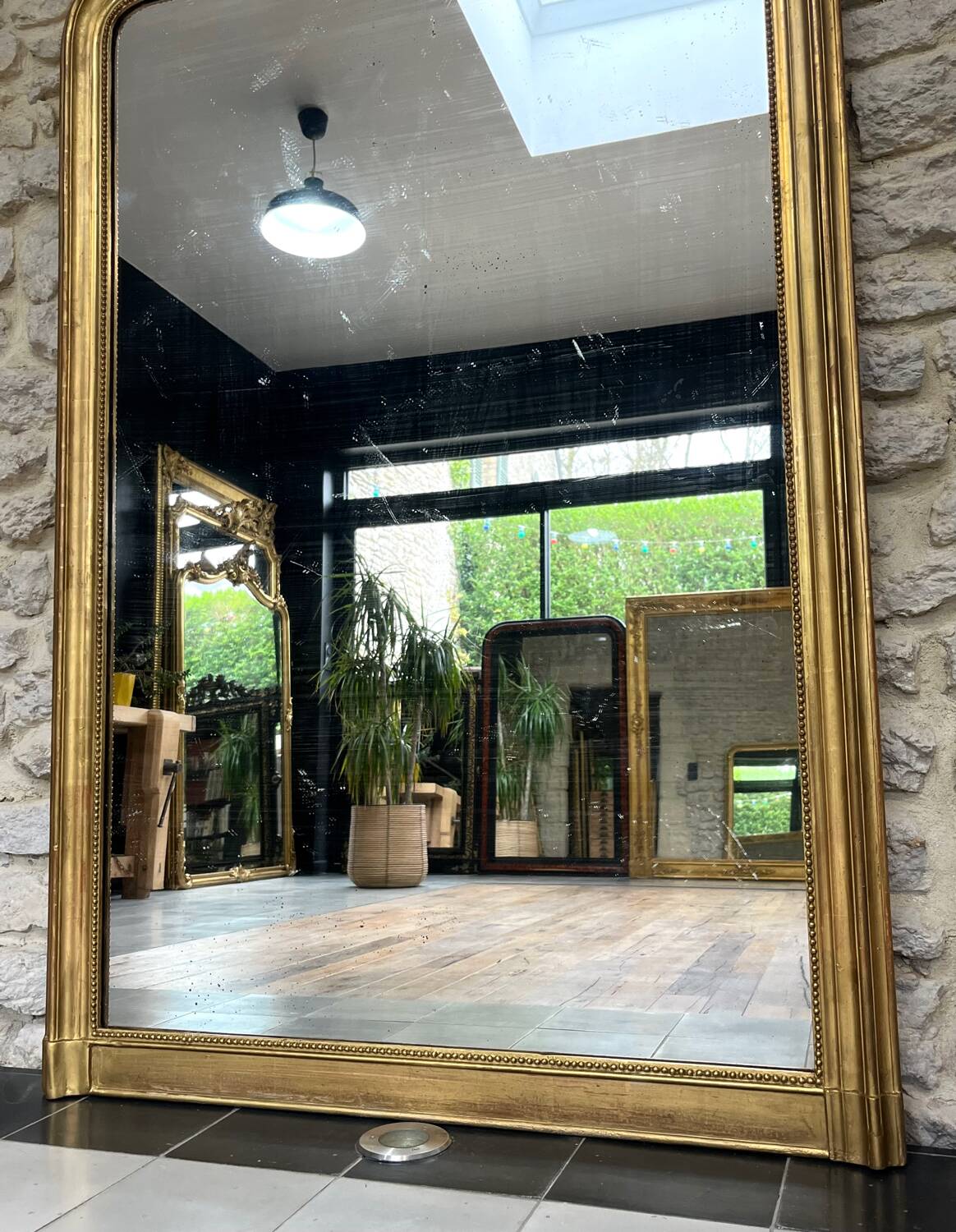 Antique Louis Philippe mirror gilded with gold leaf 146.5cm/98.5cm
