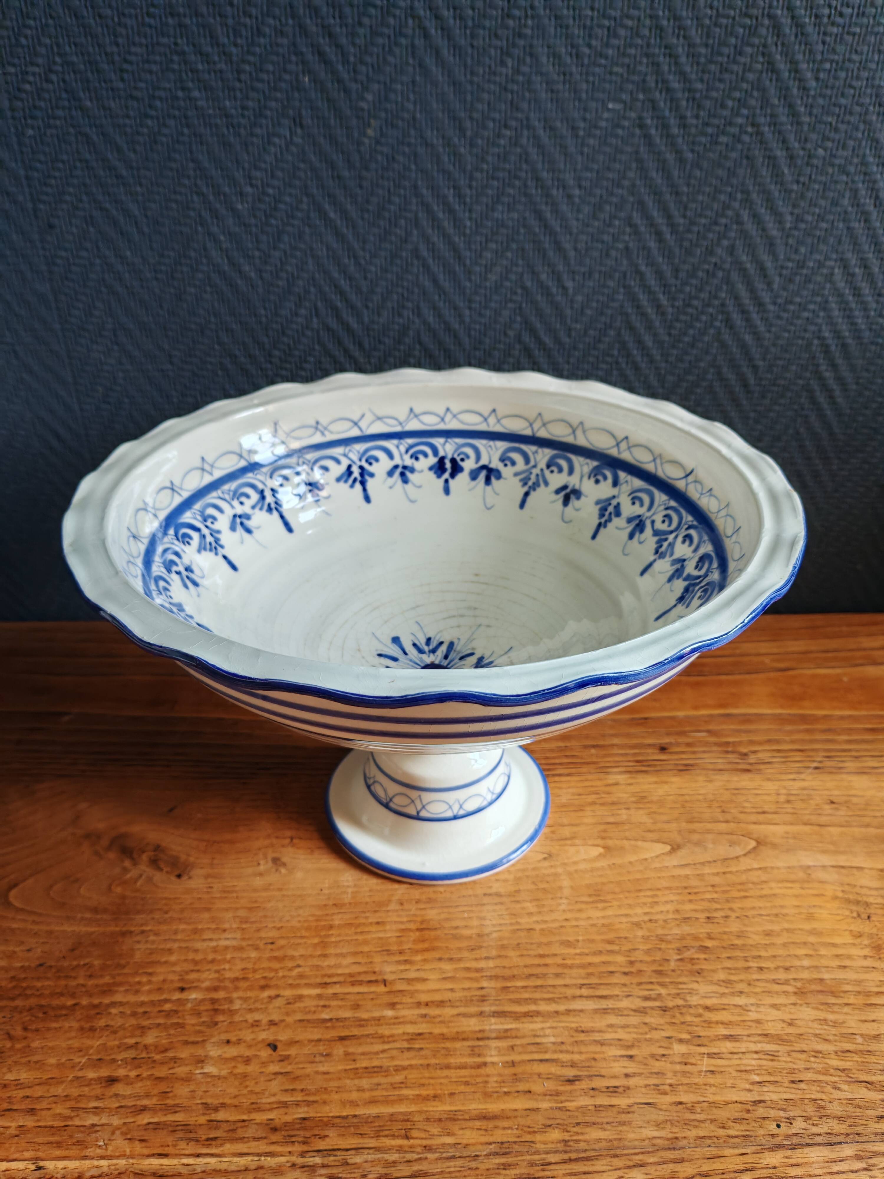 Blue and White Footed Faience Bowl