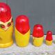 Decorative Russian Matryoshka dolls made of hand-painted wood.