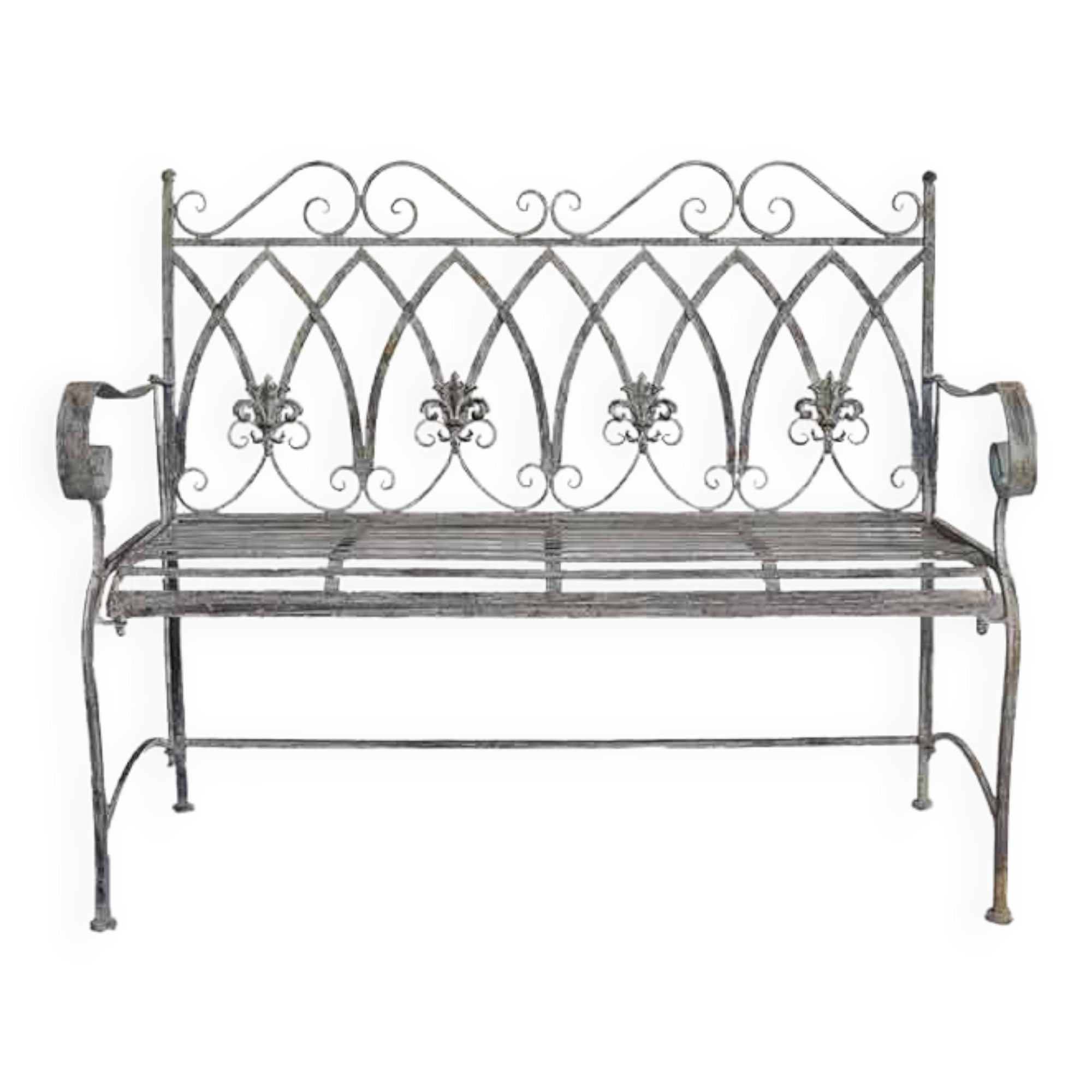 Banc de jardin en fer Fleurs de Lys