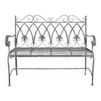 Iron garden bench Fleurs de Lys