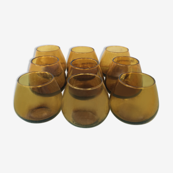 lot of 9 glasses yellow ball smoked