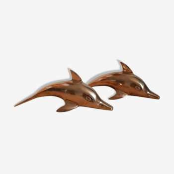 Set of 2 brass dolphins