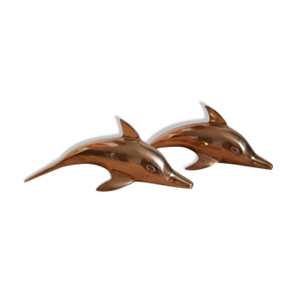 Lot de 2 dauphins en laiton