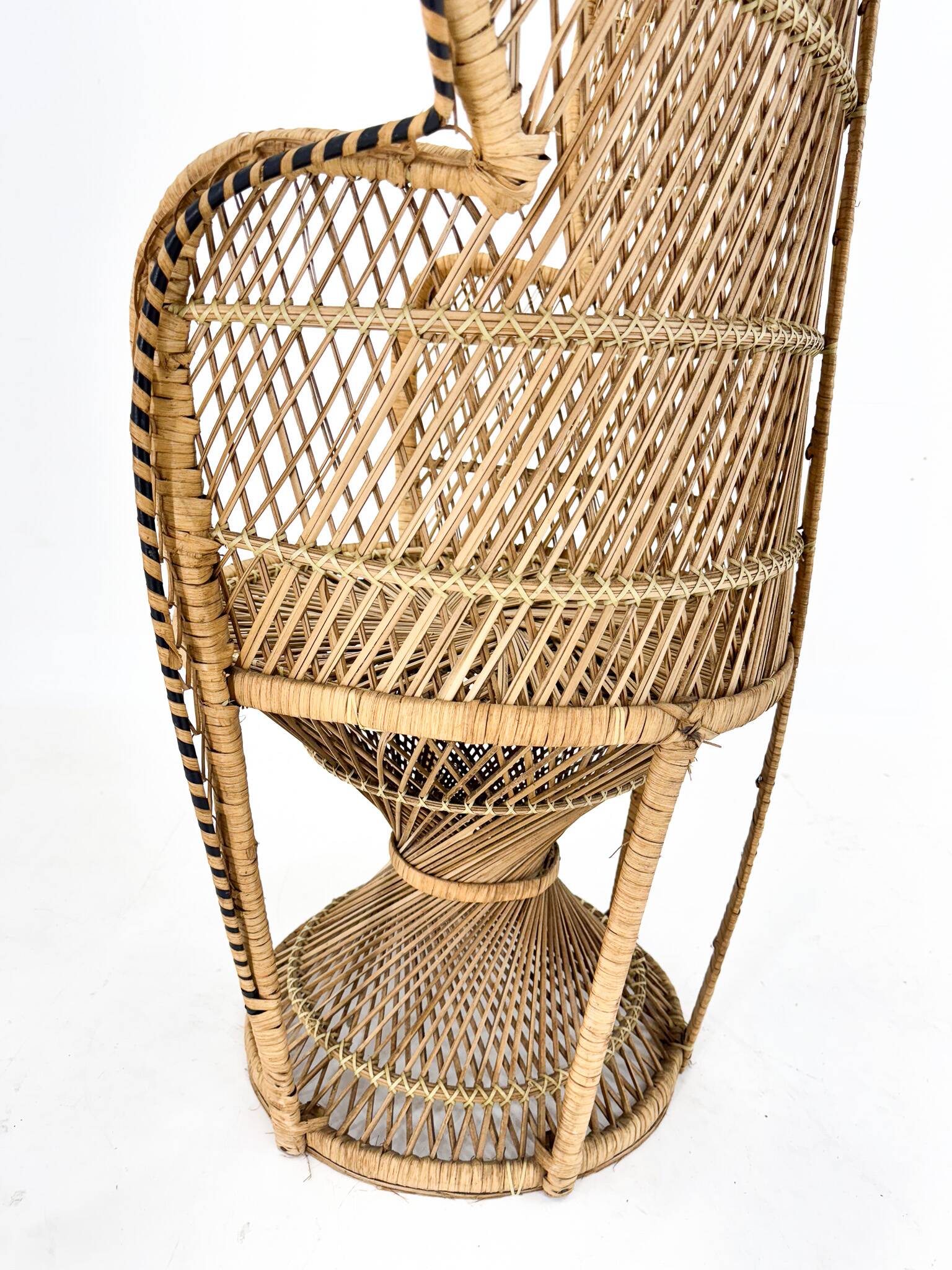 Vintage bohemian peacock wicker chair