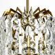 XL Mid Century brass crystal glass chandelier, Vereinigte Werkstätten