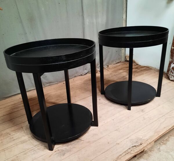 Paire de table basse ronde à plateau