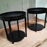 Pair of round coffee table with tray
