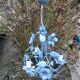 Lustre fleuri blue enamelled sheet chandelier 80s vintage