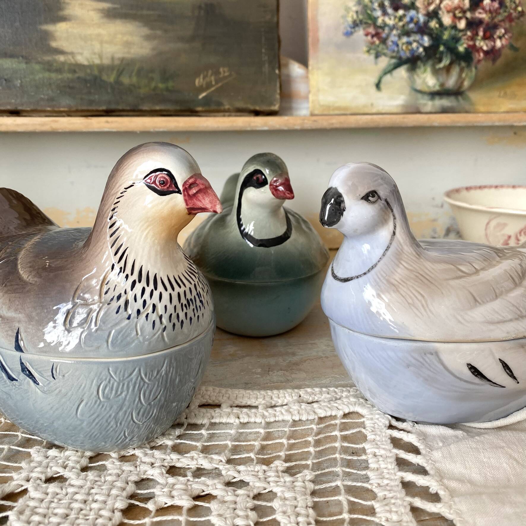 Ceramic partridge, zoomorphic terrines by Michet Caugant.