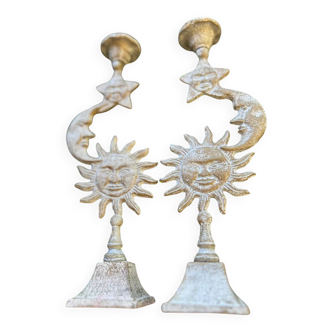 Beautiful vintage celestial candle holders