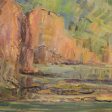 Impressionist seascape with cliffs - oil on canvas