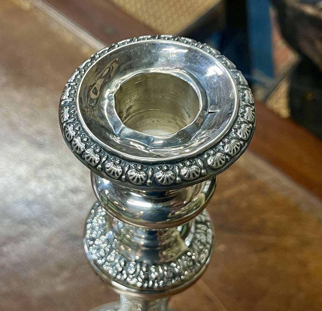 Pair of silver metal candlesticks - early 20th century