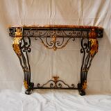 Console en marbre et fer forgé, XXe siècle