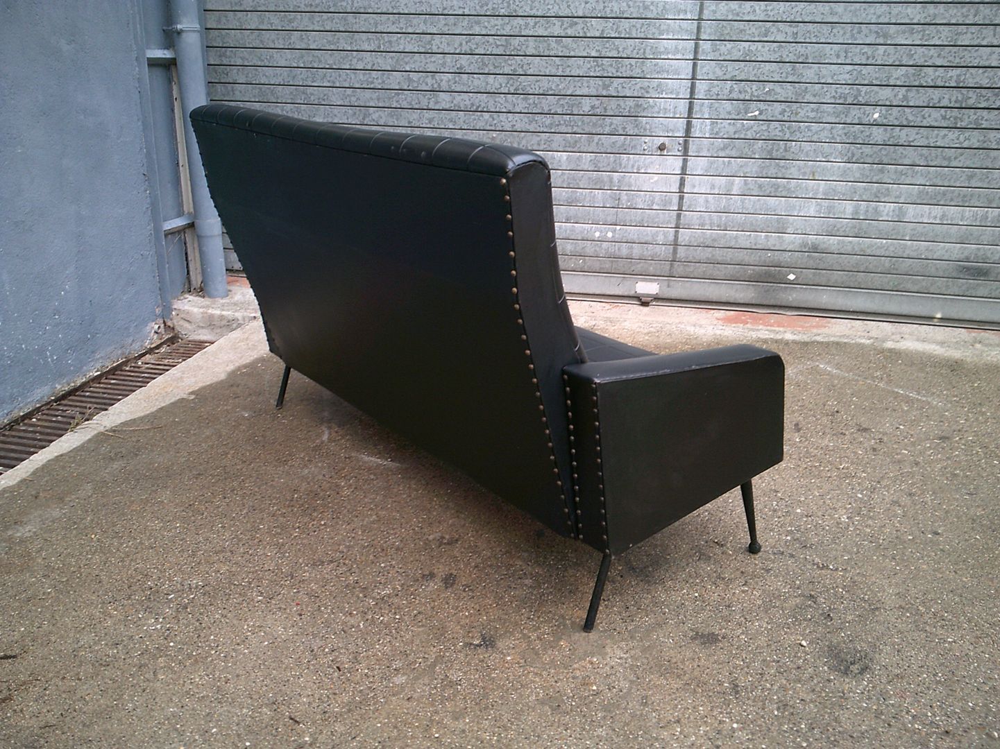 Vintage black skai sofa