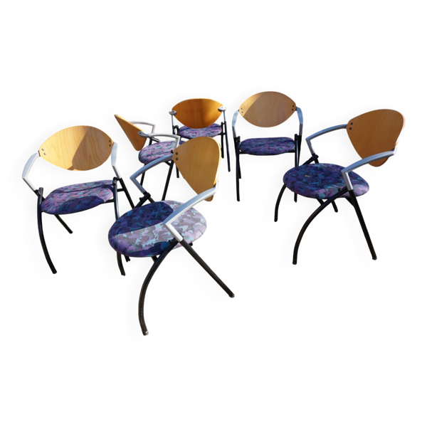 Ensemble de 6 chaises empilables Vepa Alpine / chaises de conférence, style Memphis