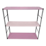 Pink metal string shelf, 2 tones, black uprights. 47x49x16 t1960 70.