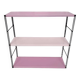 Pink metal string shelf, 2 tones, black uprights. 47x49x16 t1960 70.