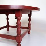 Antique Chinese Style Round Coffee Table With Bulit-in Brass Tray From 1890